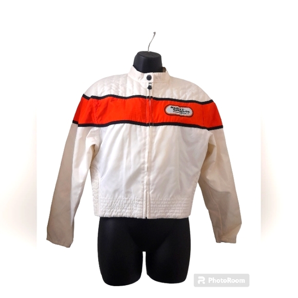 Harley-Davidson Jackets & Blazers - Harley Davidson - Motorbike Jacket - Cream/Orange - Medium